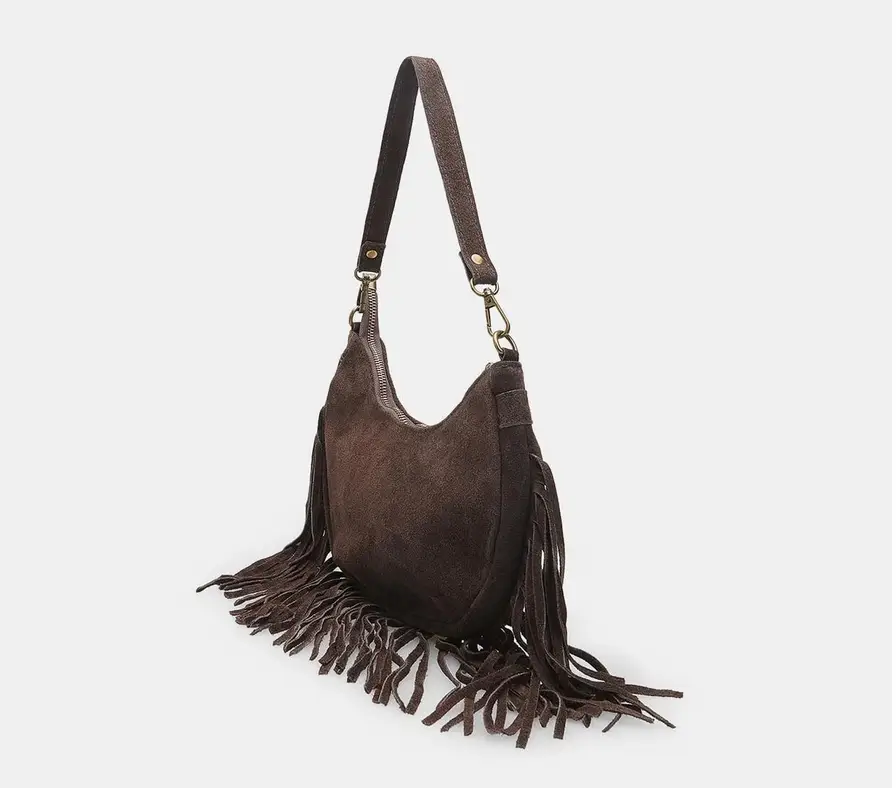 Borsa da donna in pelle scamosciata con frange scontata del 30% da Bata