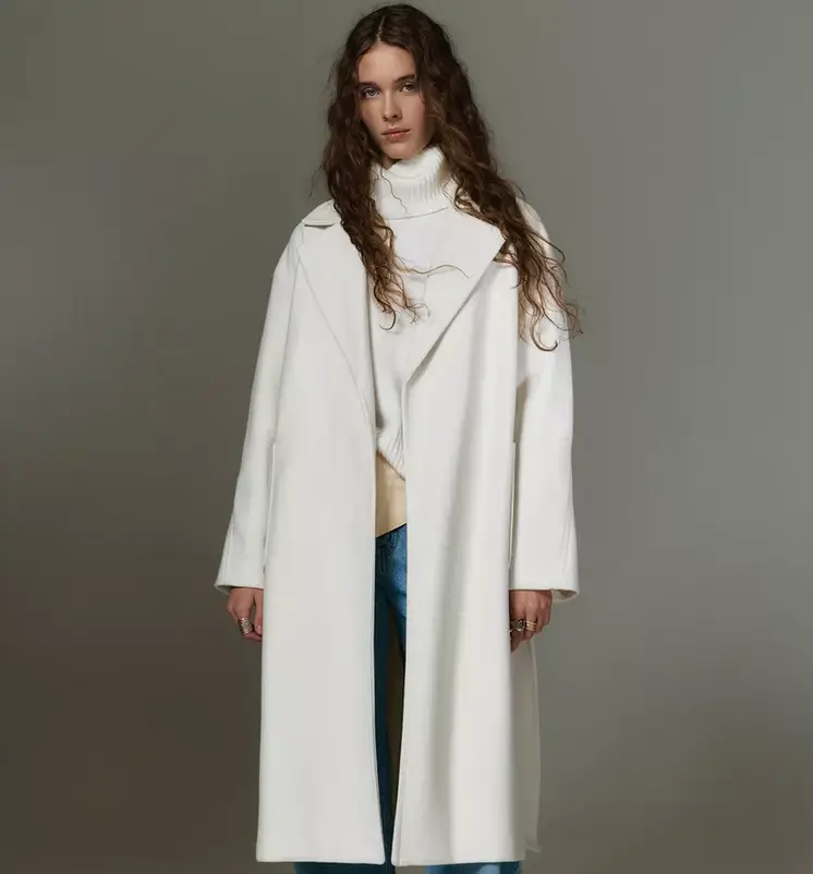 Cappotto lungo in panno con cintura sconto del 43% da Pull and Bear