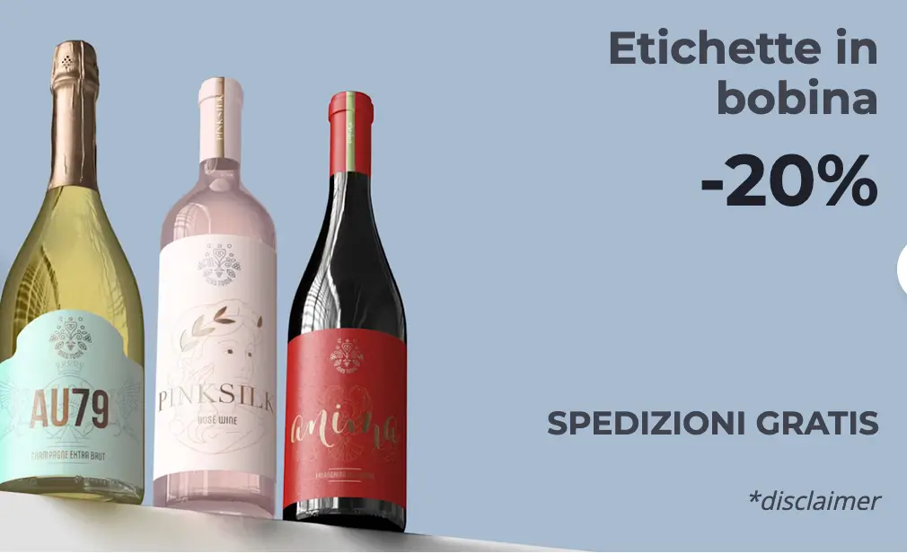 Etichette adesive per bottiglie: 20% di sconto su Pixartprinting